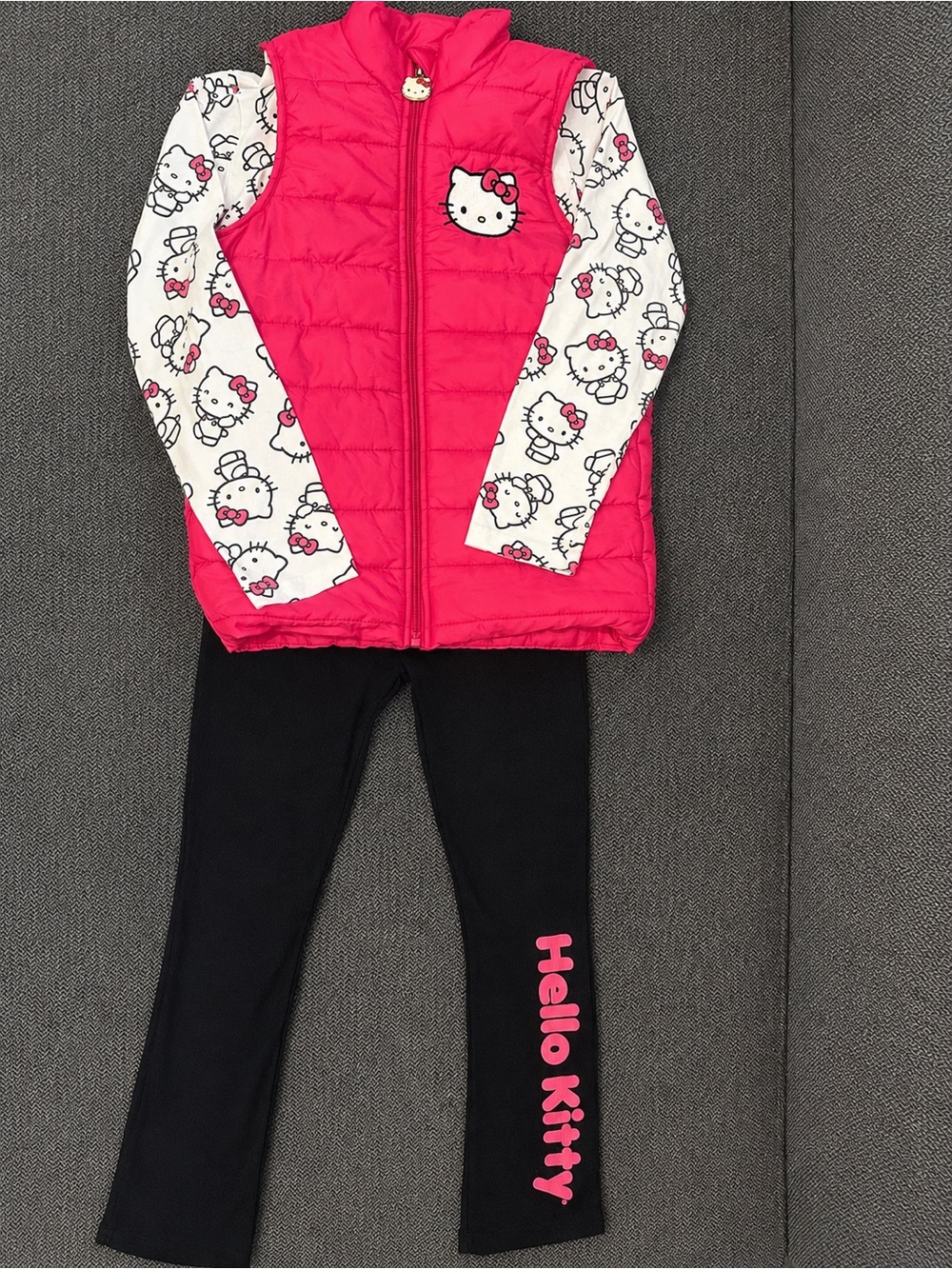Hello Kitty 3 Piece Matching Set Girls 8-10 Puffer Vest & Leggings